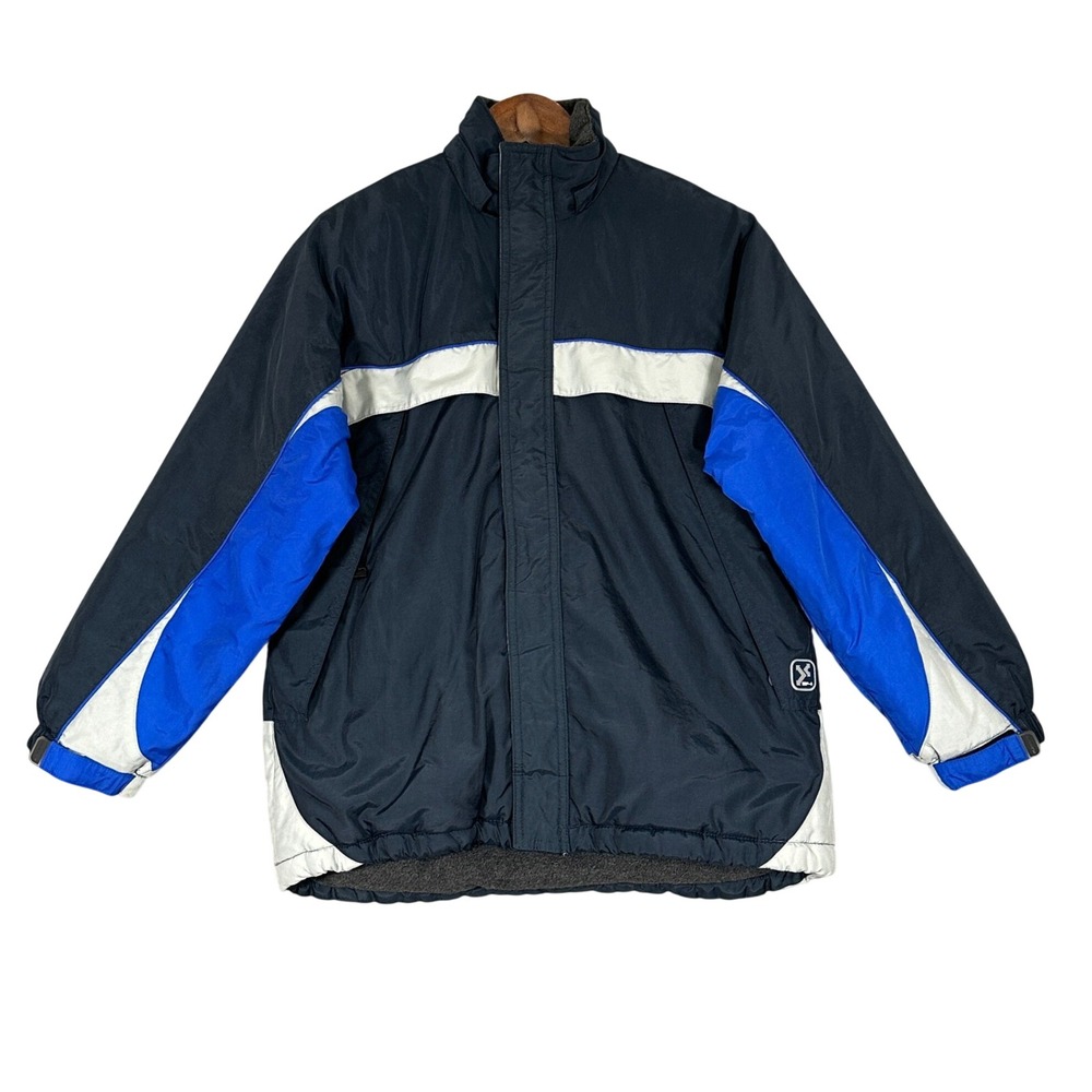 Old Navy Winter Jacket Kids Size 10 Navy Blue Colorblock Fleece Lined Good